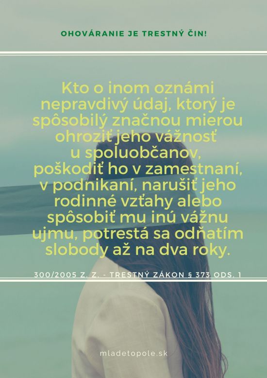 Ohováranie je trestný čin